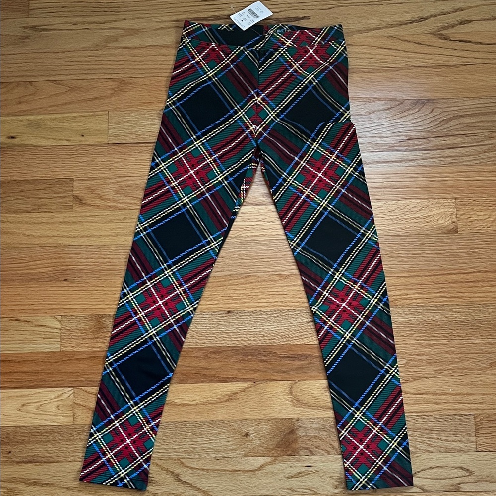 NWT Crewcuts Red and Black Plaid Leggings, size 10.